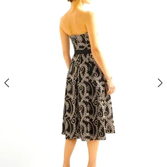 White House Black Market Black & Nude Strapless Embroidered MIDI Dress 10 NWT - Picture 2 of 11